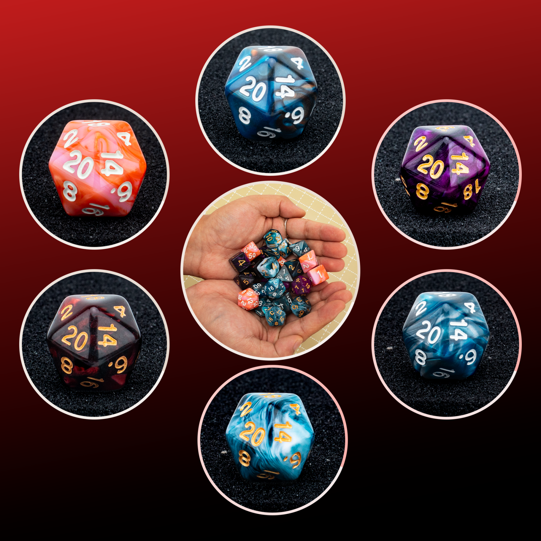 Byhoo Double - Colored Polyhedral Dice Sets for DND - Vibrant and Durable