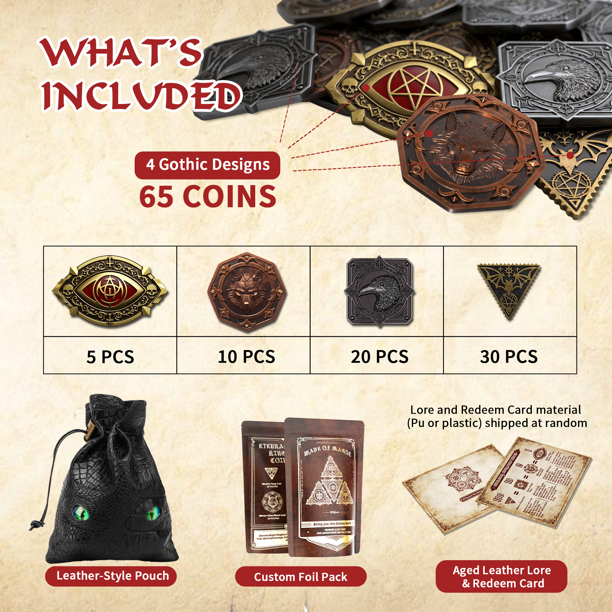 Byhoo Metal Coins 85PCS Horror-Themed Edition for DND Board Games