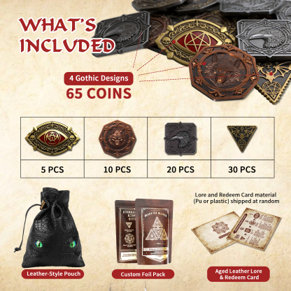 Byhoo Metal Coins 85PCS Horror-Themed Edition for DND Board Games
