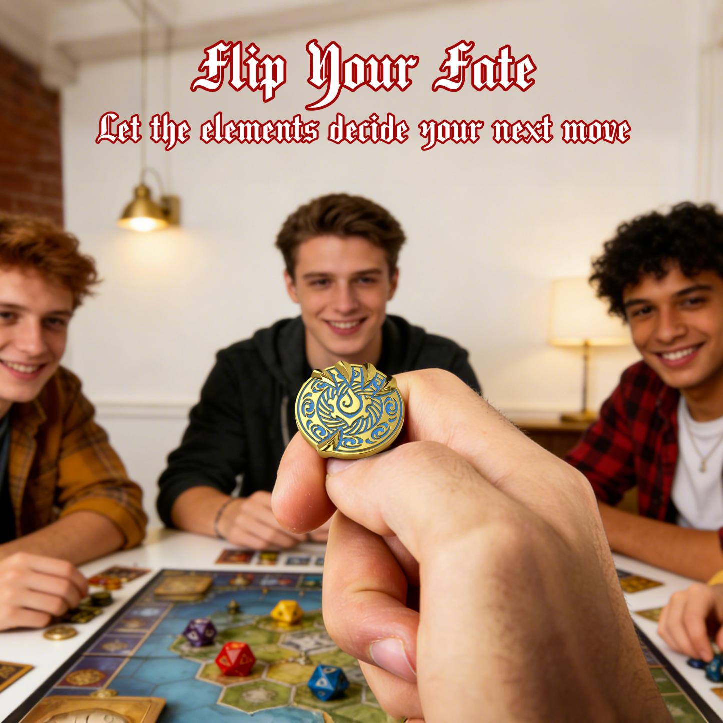 Byhoo Gold Coin, Savage Dragon Claw Metal Coins for DND with Mystical Green Eye Pouch, 3D Relief Water & Fire Element Enamel Treasure, Heavy Metal Dragon Claw Decision Tokens for Tabletop Games