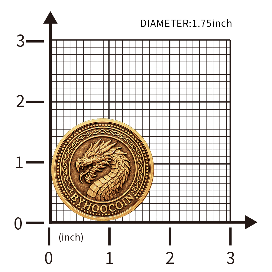 Byhoo Metal DND Fantasy Light Golden Coins - Custom Logos/Text Available