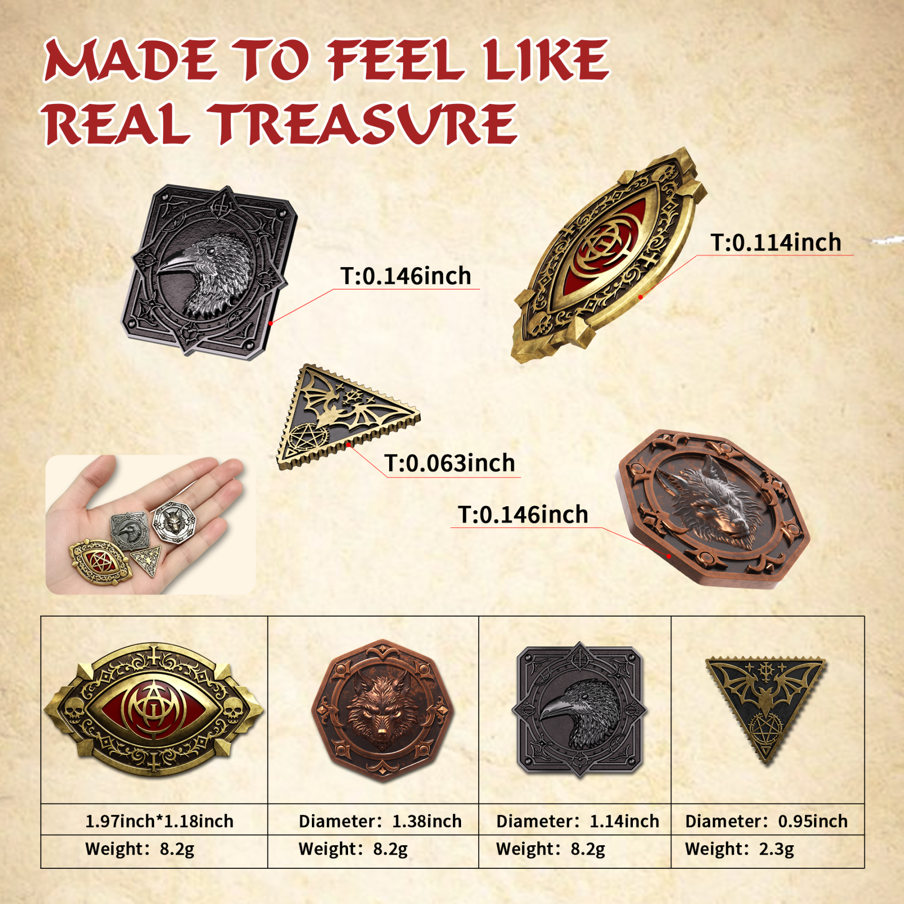 Byhoo Metal Coins 85PCS Horror-Themed Edition for DND Board Games