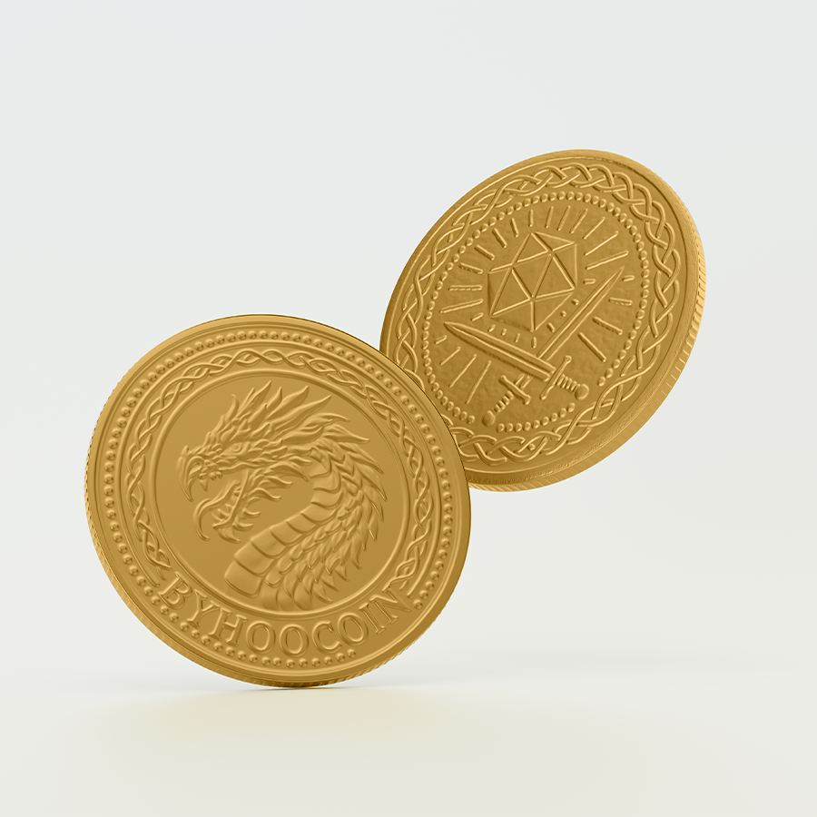 Byhoo Metal DND Fantasy Light Golden Coins - Custom Logos/Text Available