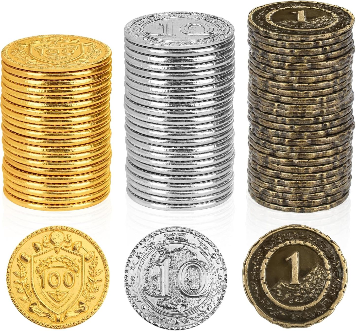 Byhoo Metal DND Coins, 1.2" Gold Silver Copper Tokens 