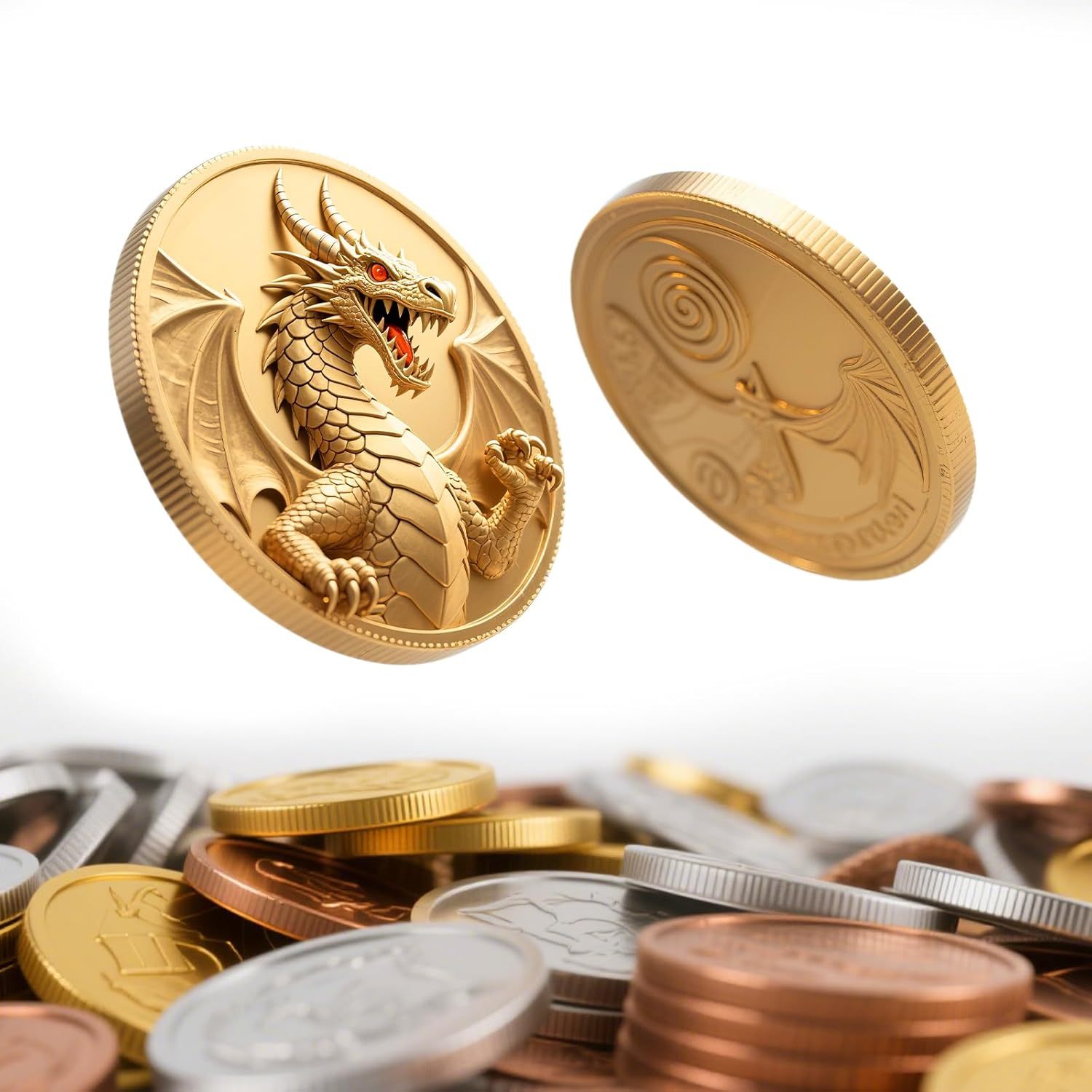 Byhoo 500 PCS Custom Coins with Logo,Text or Pattern, Zinc Alloy Metal Challenge Coin,Fantasy Game Coins for DND, RPG,MTG Table Games & Party or Teaching Props