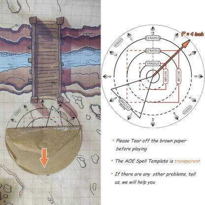 Byhoo Spell AOE Damage Marker DND Area Effect Template - 1" Grid or Hex Tabletop Game Mat 