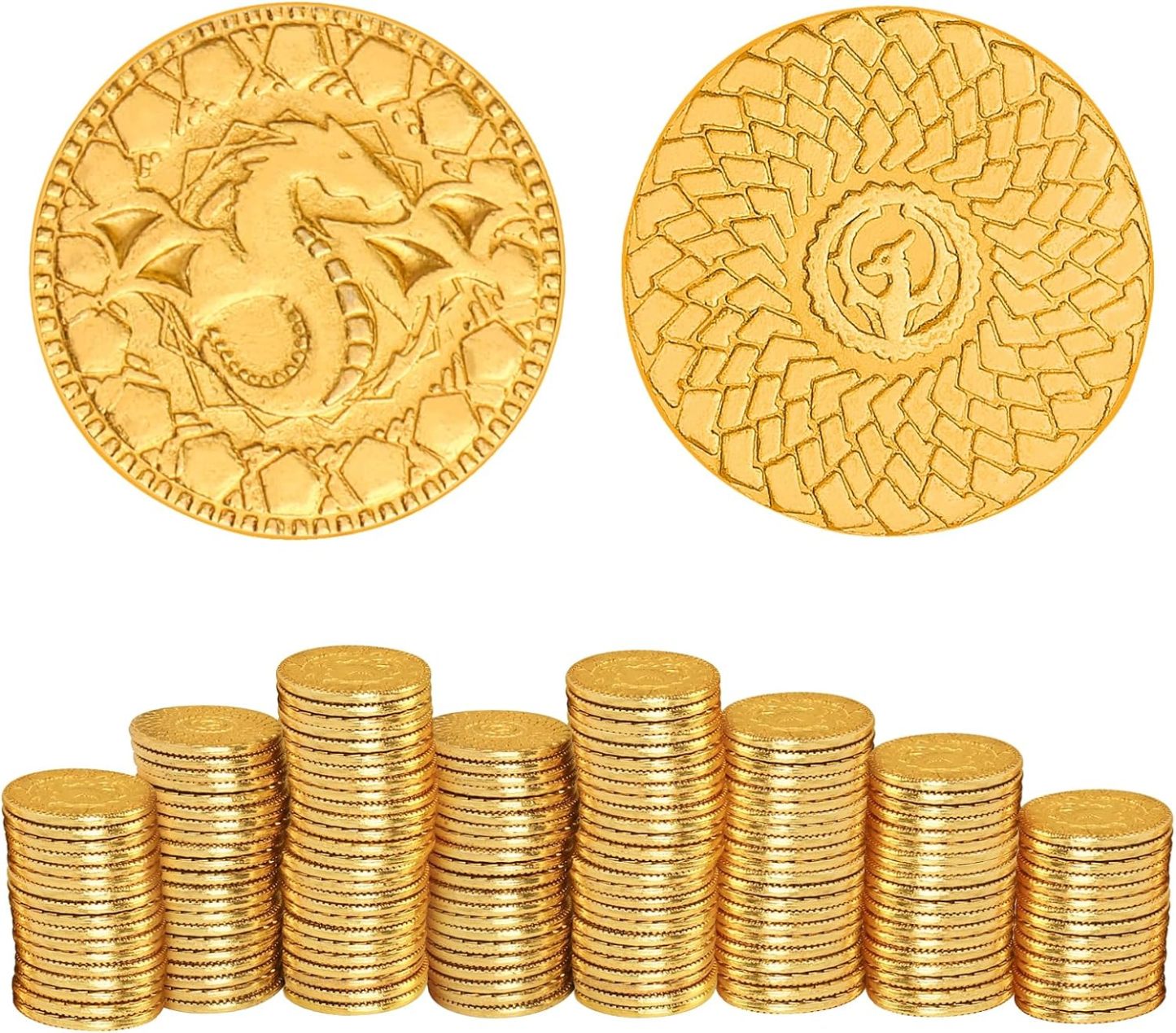50 PCS DND Fantasy Metal Gold Coins & Leather Pouch for Dungeons & Dragons Novelty Tabletop RPG Board Games Tokens Treasure Coins for Party Tablelap Games Accessories Addons Medieval Game