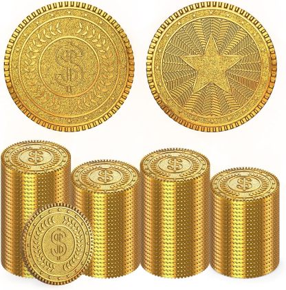 Byhoo Metal Gold Coins,DND Pirate Coins,Stress Relief Tool,with Velvet Drawstring Pouch for Board Games,Role Playing,Treasure Hunts,Pirate Adventure Themed Play Favor