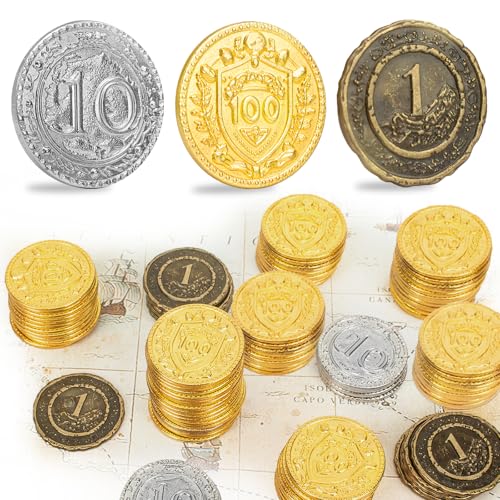 Byhoo 100PCS Metal DND Coins,(70 copper, 20 silver and 10 gold)