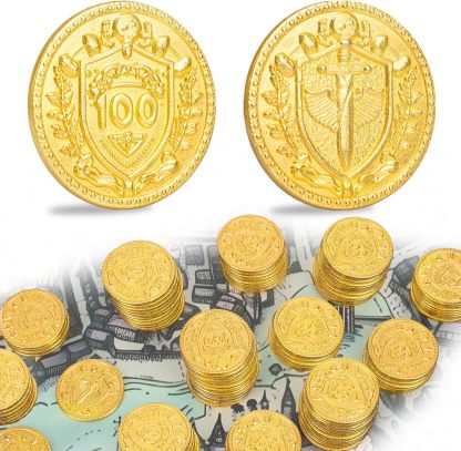 Byhoo 30PCS Metal DND Coins, 1.2" Gold Tokens with 100 Face Value for Board Game and Tabletop RPG, Fantasy Metal Coins for Pathfinder,Pirate Game and Party Cosplay