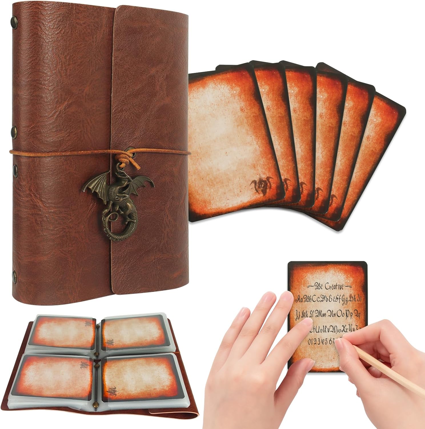 Spellbook Cards Holder DND RPG Pocket Spell Book & Reference Card Holder, Tome of Recollection TTRPG Gaming Accessories for Dungeons and Dragons Beginner Master (60 Poker-Size Player Cards Included)