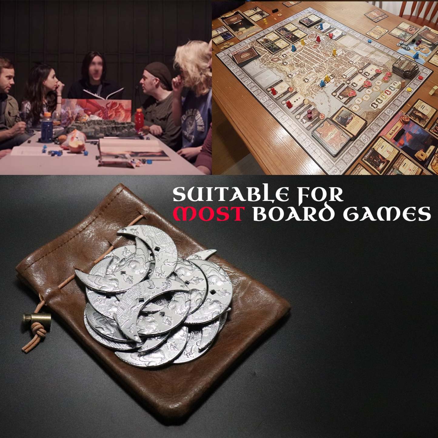 Byhoo 20 Fantasy Coins for DND Board Games Accessories & Leather Pouch