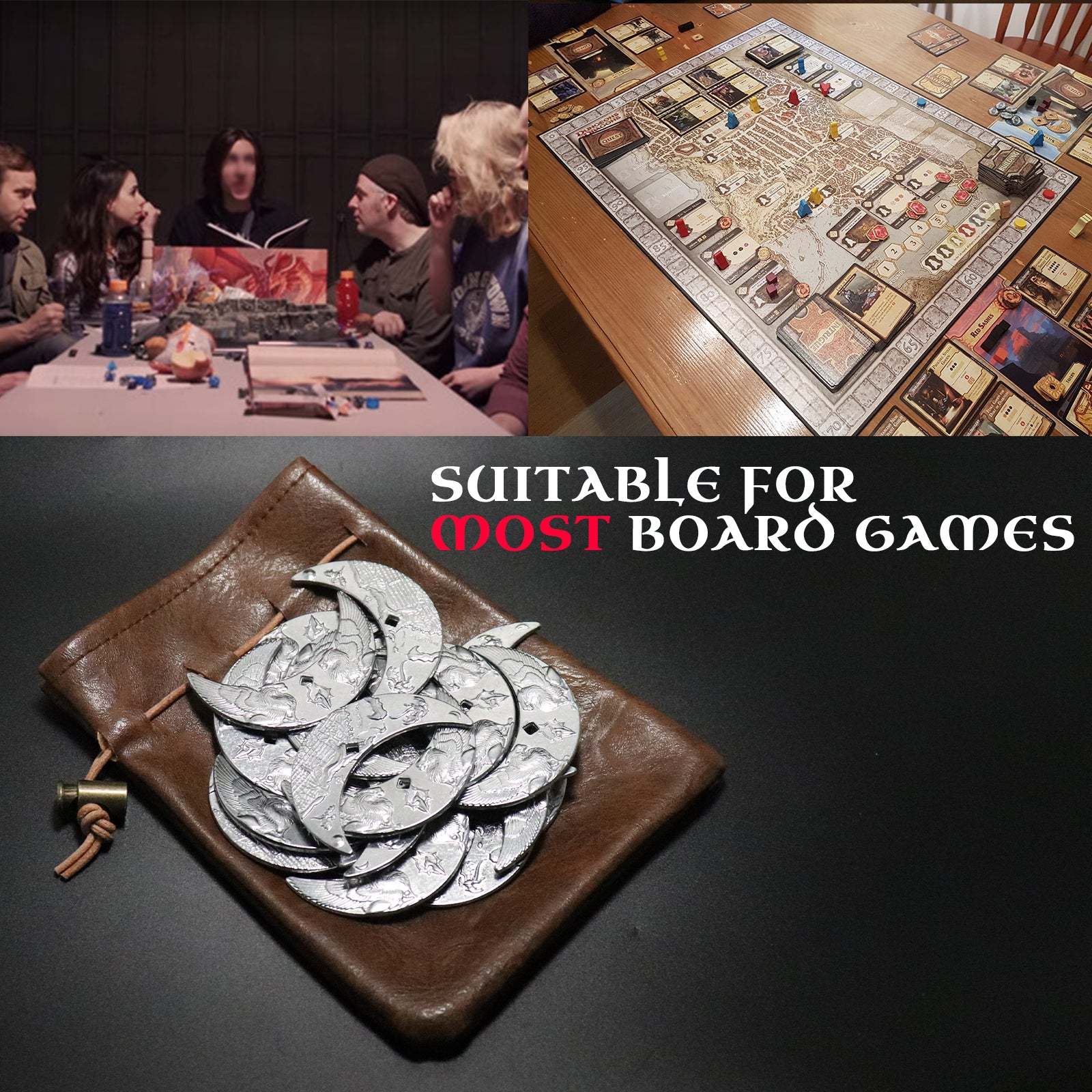 Byhoo 20 Fantasy Coins for DND Board Games Accessories & Leather Pouch