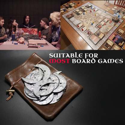 Byhoo 20 Fantasy Coins for DND Board Games Accessories & Leather Pouch 