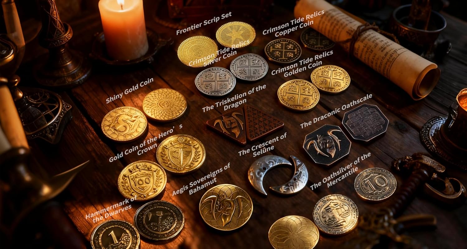 Byhoo 10 PCS Metal Fantasy Coins,Customizable Game Tokens for DND, RPG, Tabletop Roleplay, Challenge Coins, Collectibles & Gift Ideas, Bulk Order Available