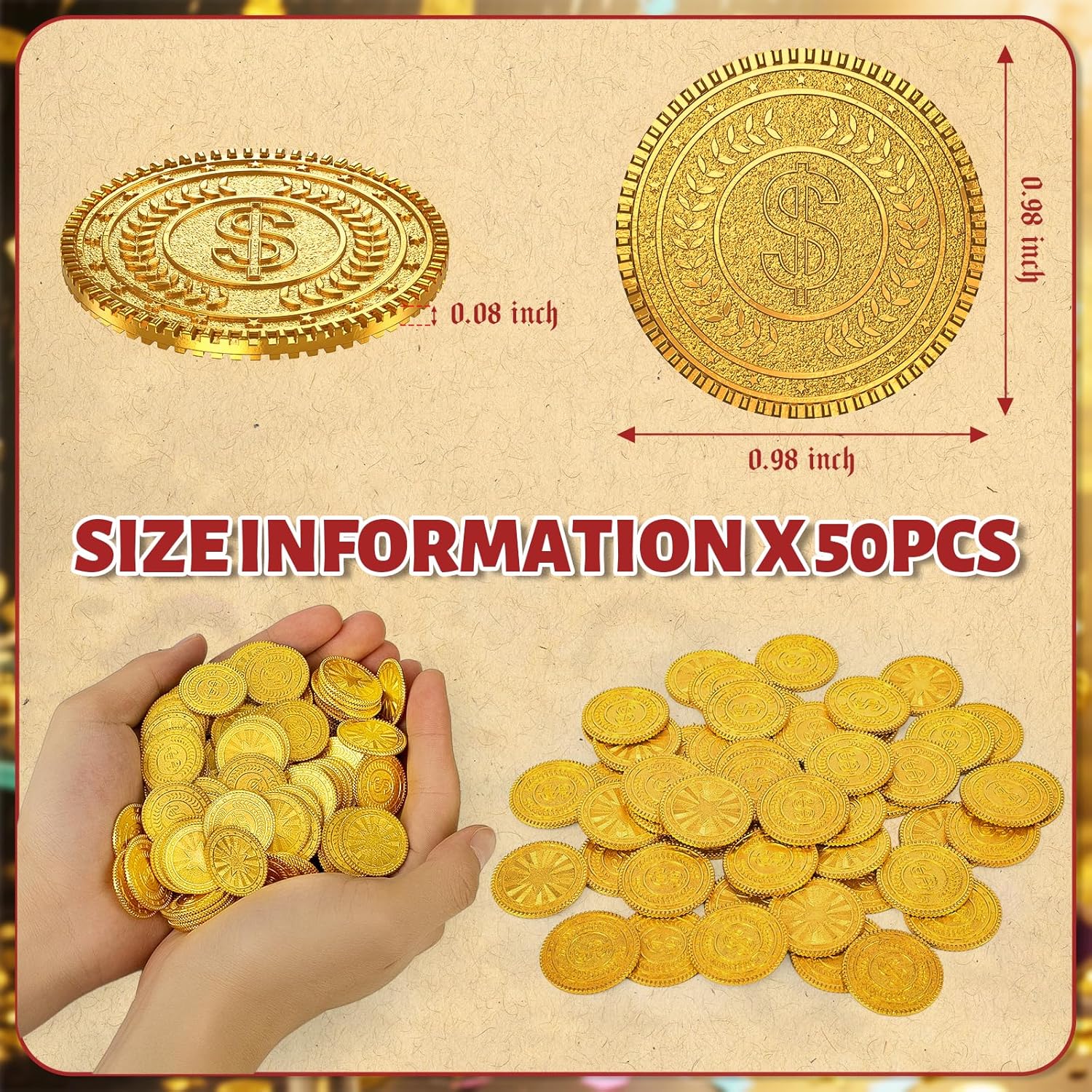 Byhoo Metal Gold Coins,DND Pirate Coins,Stress Relief Tool