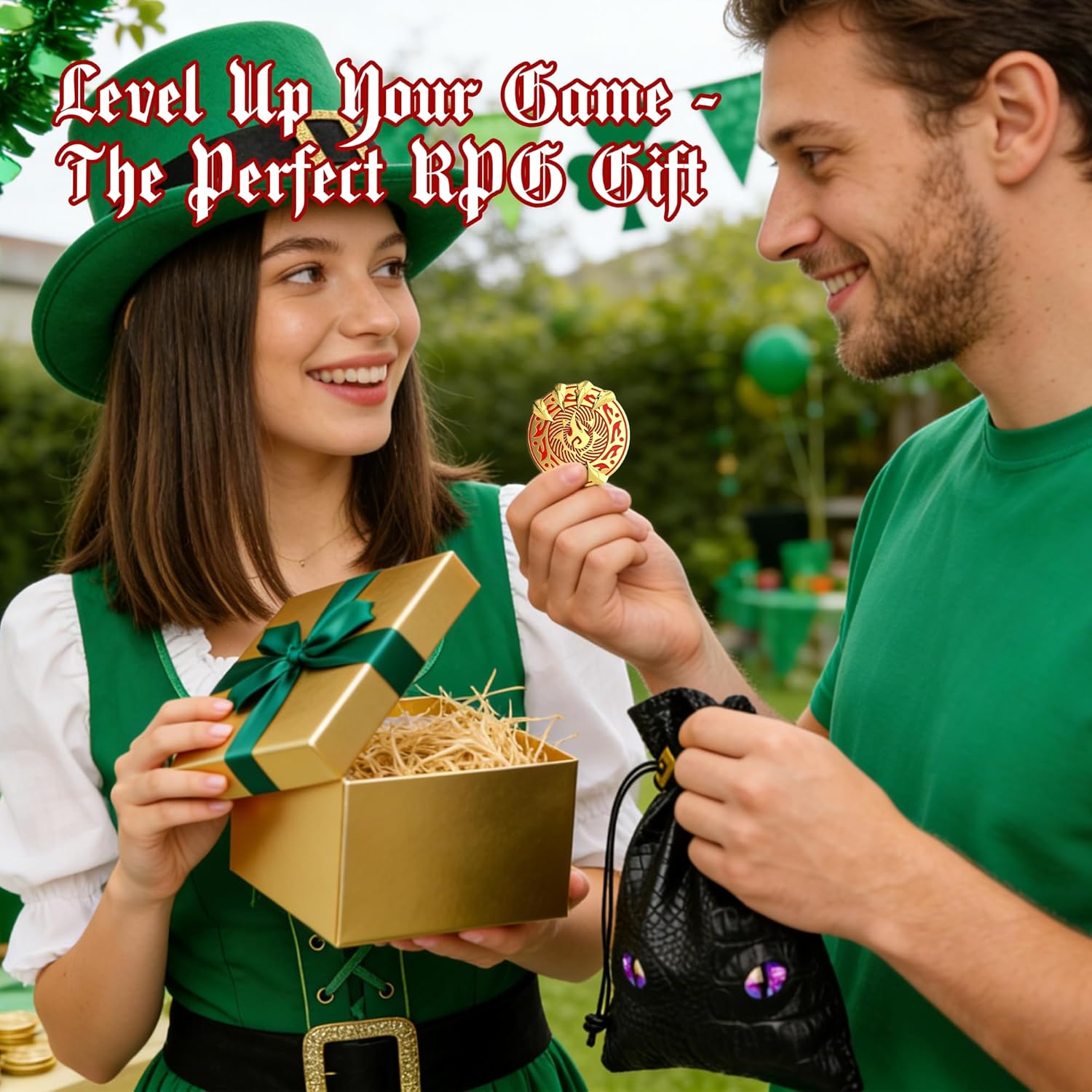 Byhoo Coins, Dragon Claw DND Metal Gold Coins with Mystical Green Eye Pouch, 3D Dragon Claw Clutching Magic Ball Enamel Tokens, Heavy 12g Zinc Alloy Decision Coin for RPG