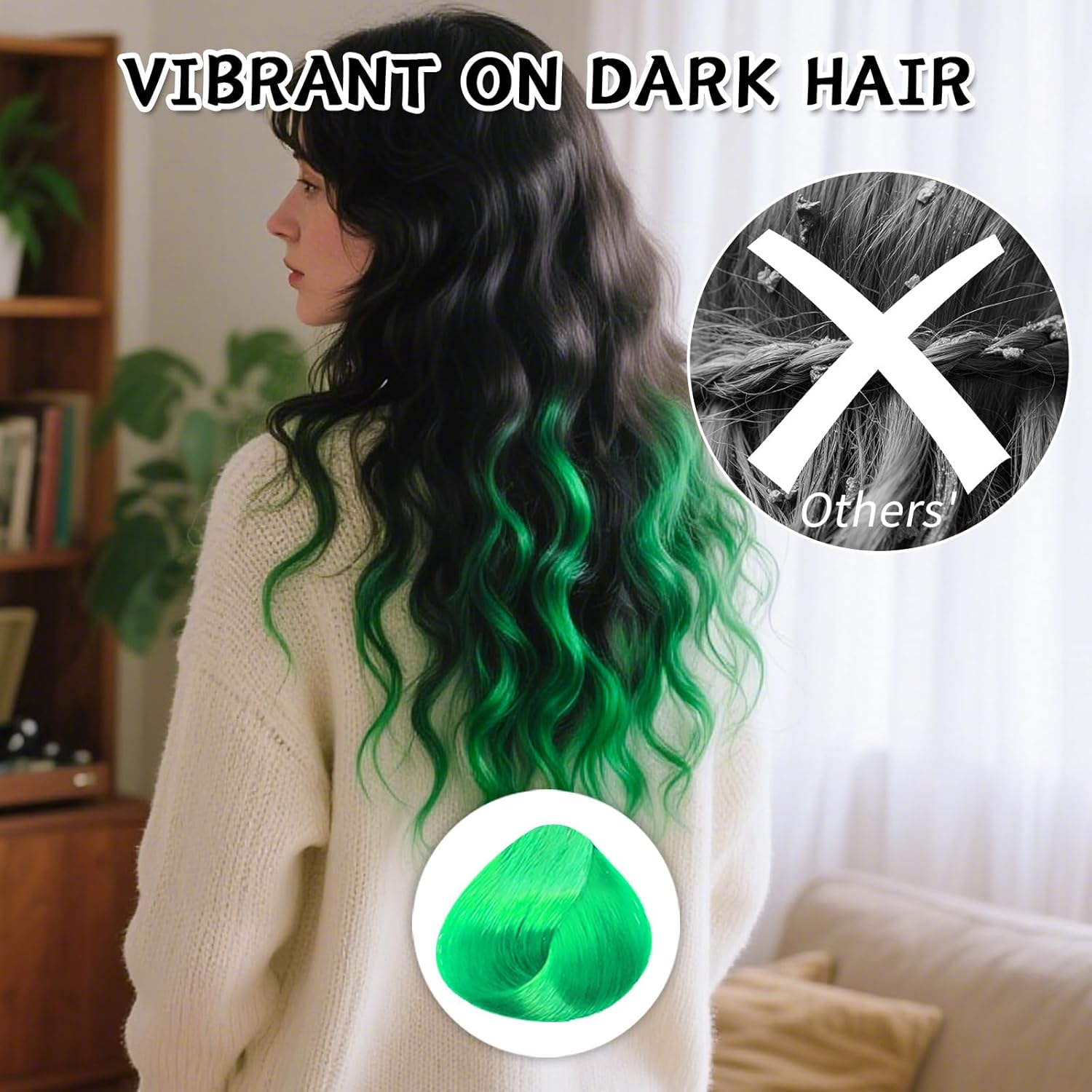 Temporary 6PCS Green Hair Dye for Kids 