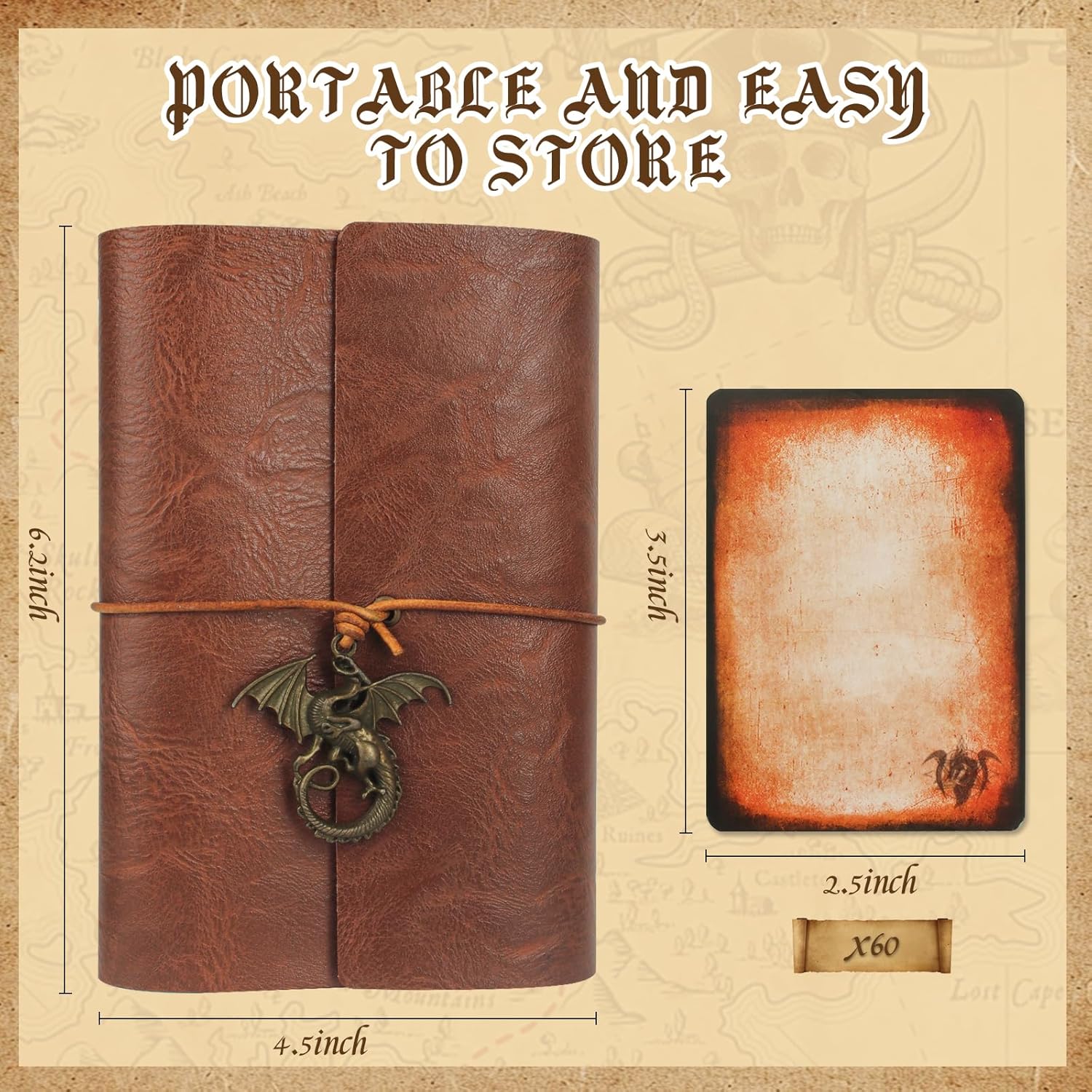 Spellbook Cards Holder DND RPG Pocket Spell Book & Reference Card Holder, Tome of Recollection TTRPG Gaming Accessories for Dungeons and Dragons Beginner Master (60 Poker-Size Player Cards Included)