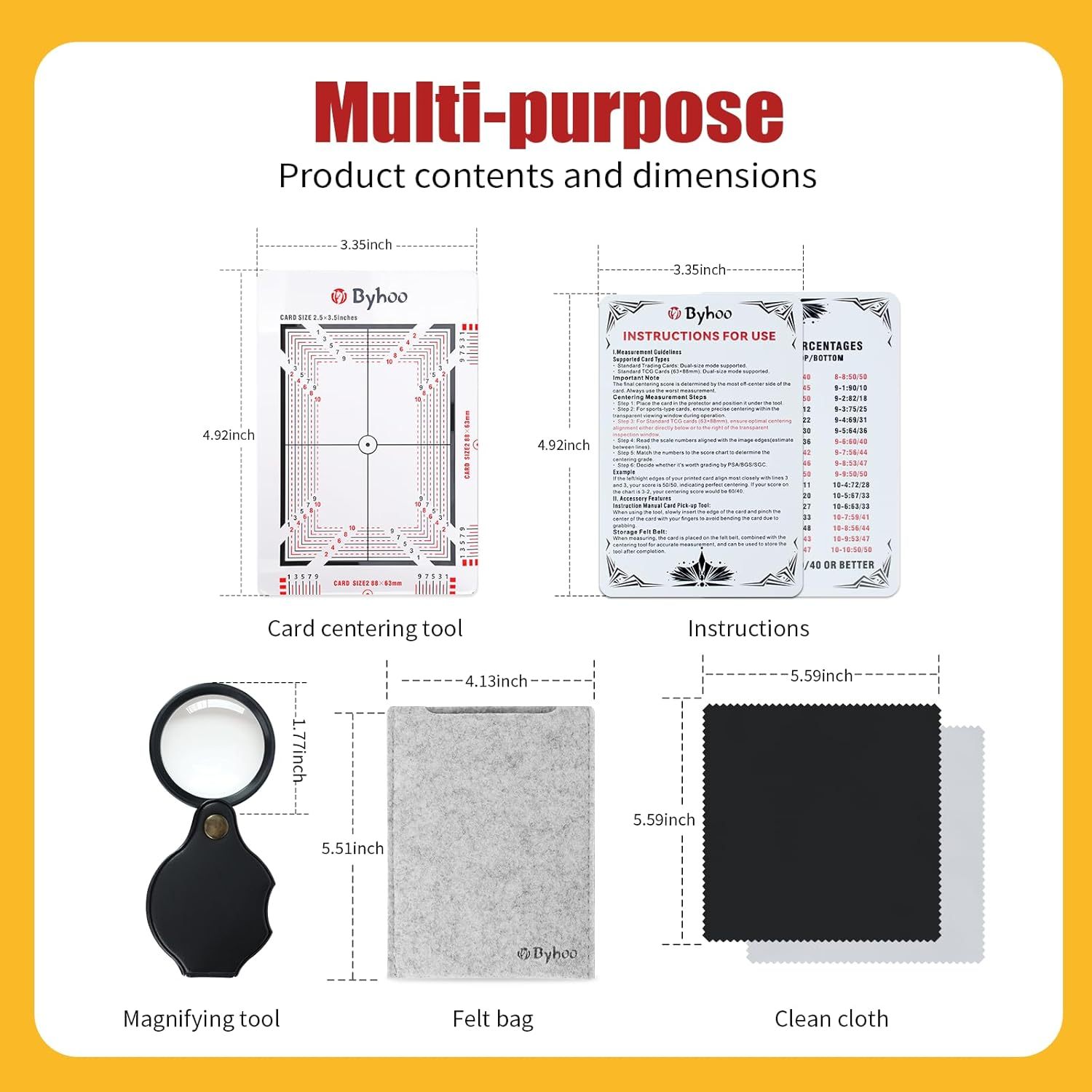 Byhoo Card Grading Kit, Professional Card Centering Tool, Precision Centering System & Magnifying Card Inspection Tool, Anti-Scratch Card Grading Tool Compatible with Pokémon Cards & Sports Cards