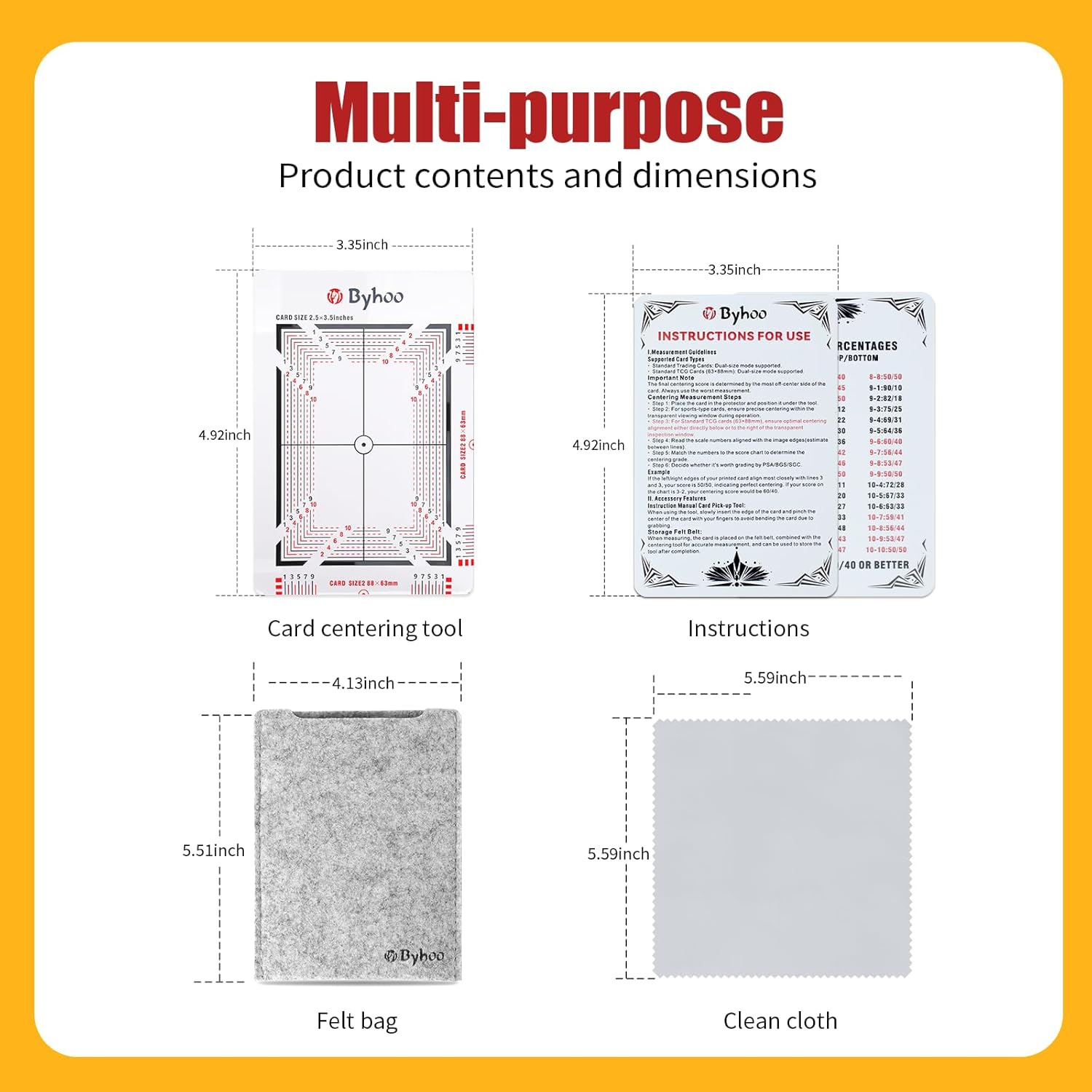 Byhoo Card Grading Kit, Professional Card Centering Tool, Precision Centering System & Magnifying Card Inspection Tool, Anti-Scratch Card Grading Tool Compatible with Pokémon Cards & Sports Cards