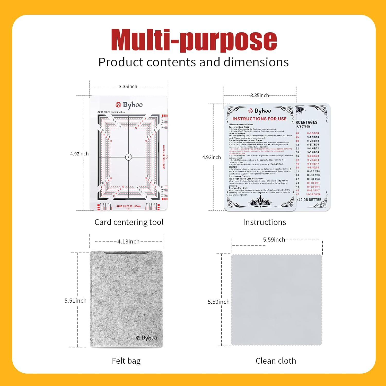 Byhoo Card Grading Kit, Professional Card Centering Tool, Precision Centering System & Magnifying Card Inspection Tool, Anti-Scratch Card Grading Tool Compatible with Pokémon Cards & Sports Cards