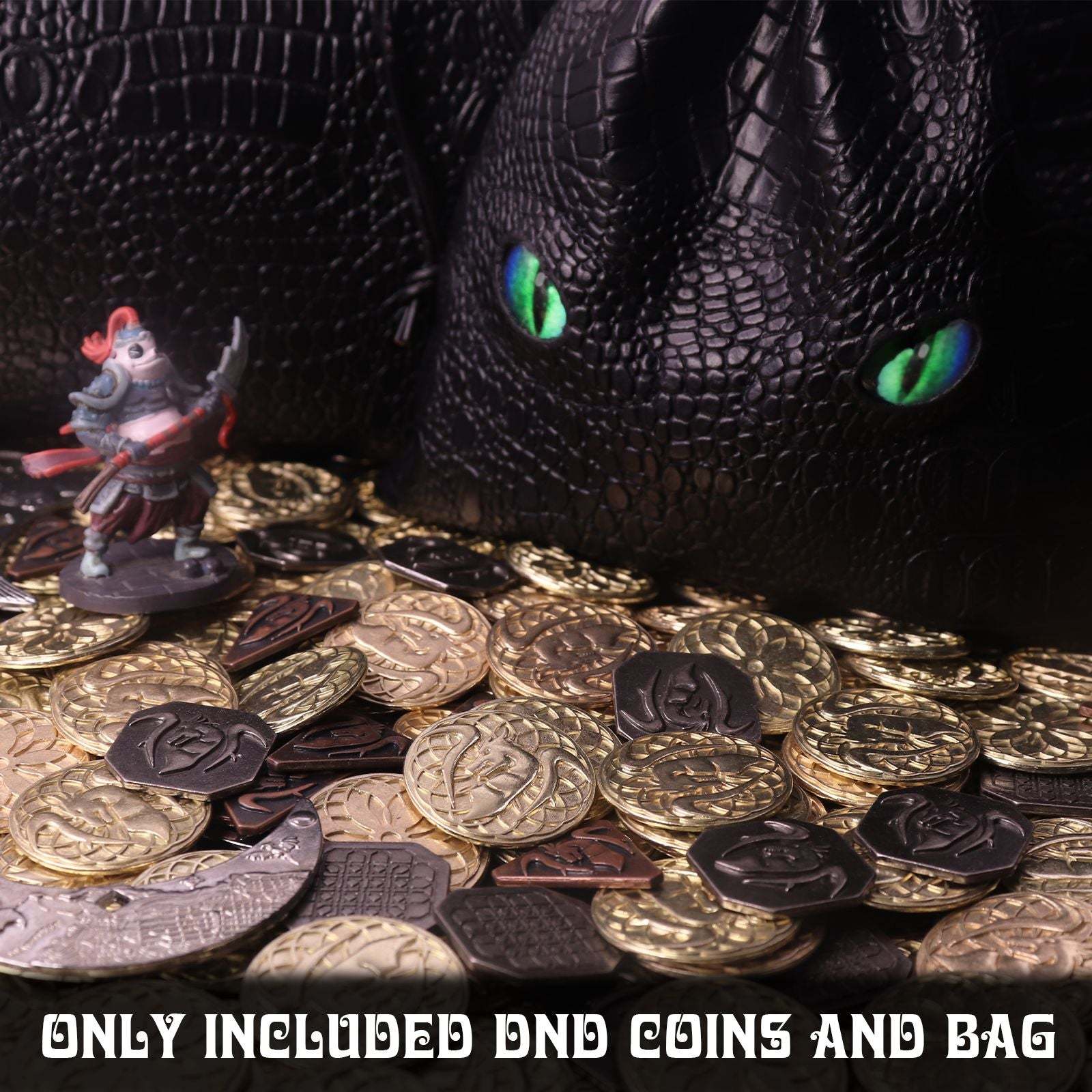145PCS Metal DND Coins & Leather Bag