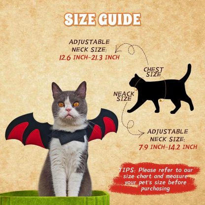 Byhoo Halloween Cat Bat Wings Costume-Sturdy Shape Without Collapsing, Essential for Halloween, Fits Kitten，Adult Cat & Small Dog