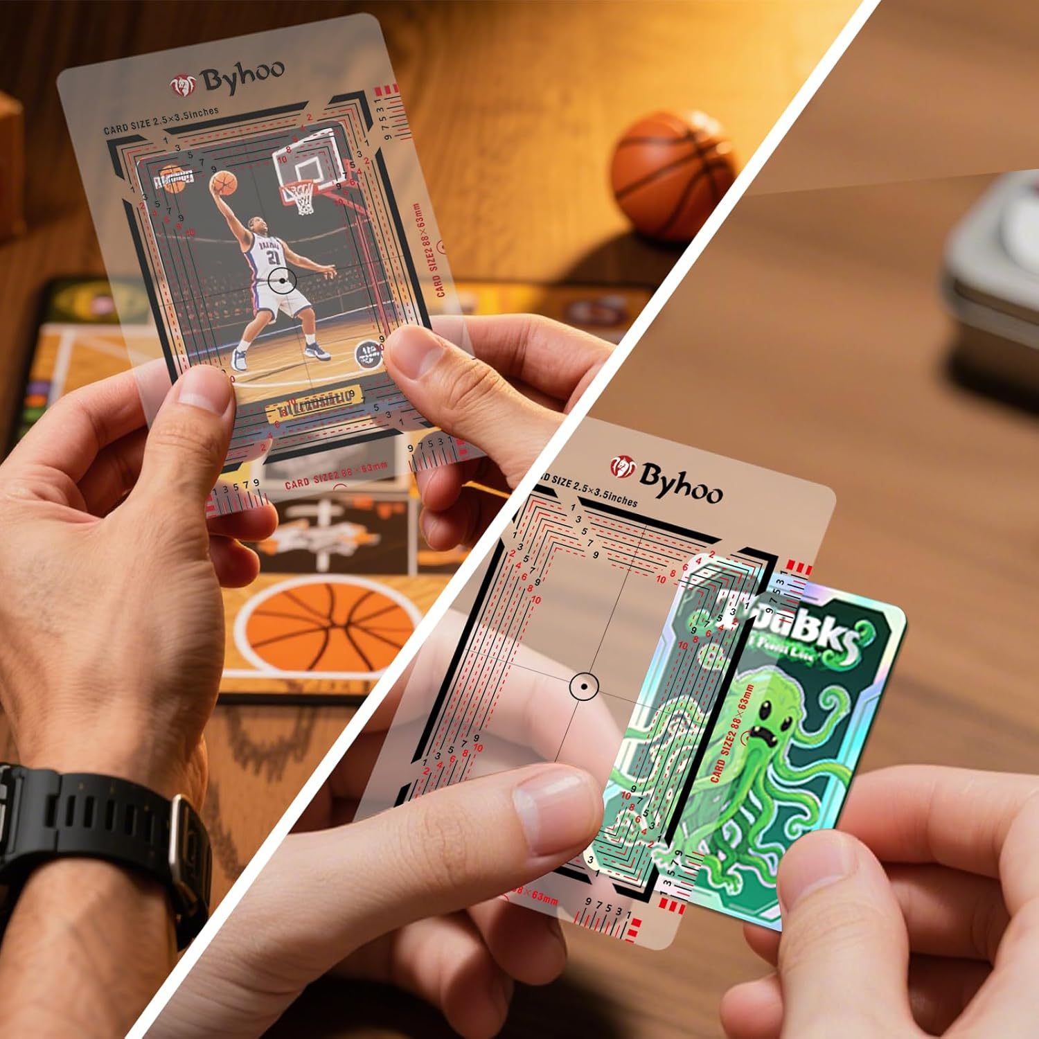 Byhoo Card Grading Kit, Professional Card Centering Tool, Precision Centering System & Magnifying Card Inspection Tool, Anti-Scratch Card Grading Tool Compatible with Pokémon Cards & Sports Cards