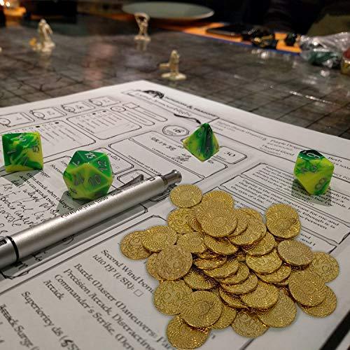 50 DND Fantasy Metal Gold Coins & Leather Pouch for Dungeons & Dragons