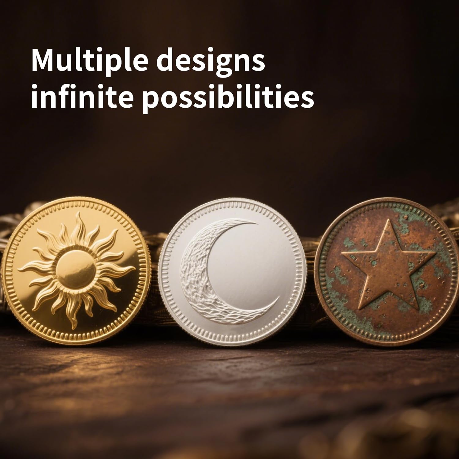 Byhoo 500 PCS Custom Coins with Logo,Text or Pattern, Zinc Alloy Metal Challenge Coin,Fantasy Game Coins for DND, RPG,MTG Table Games & Party or Teaching Props