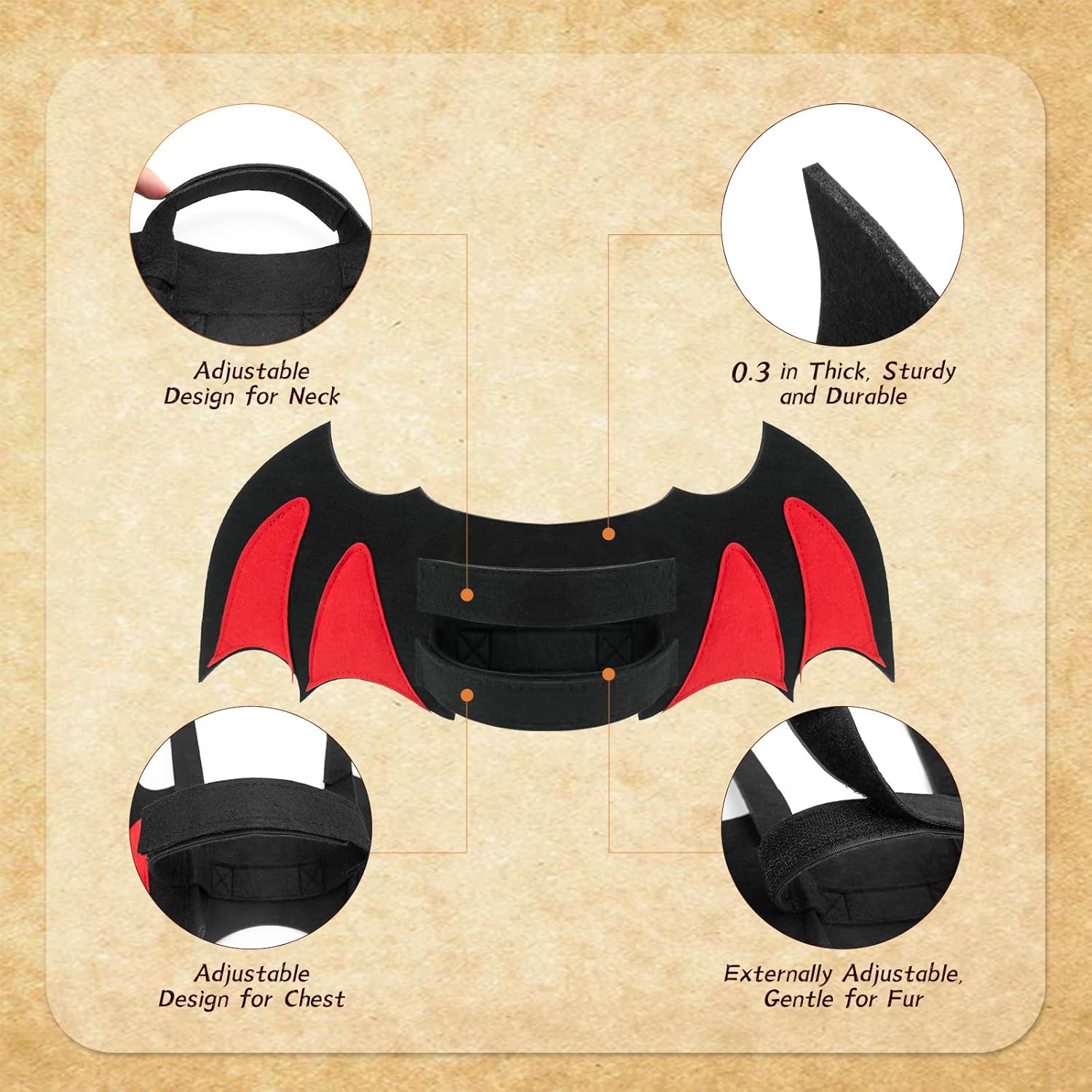 Byhoo Halloween Cat Bat Wings Costume-Sturdy Shape Without Collapsing, Essential for Halloween, Fits Kitten，Adult Cat & Small Dog