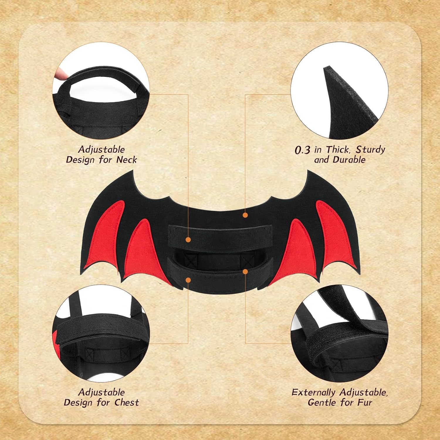 Byhoo Halloween Cat Bat Wings Costume-Sturdy Shape Without Collapsing, Essential for Halloween, Fits Kitten，Adult Cat & Small Dog