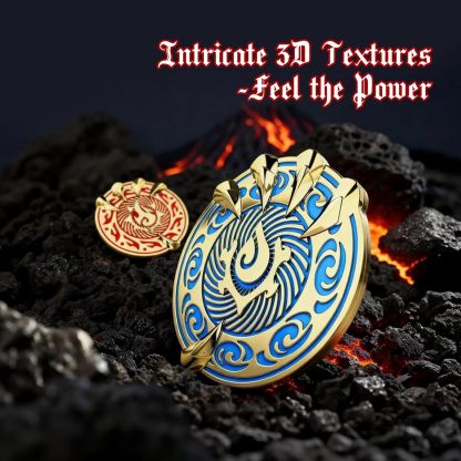 Byhoo Coins, Dragon Claw DND Metal Gold Coins with Mystical Green Eye Pouch, 3D Dragon Claw Clutching Magic Ball Enamel Tokens, Heavy 12g Zinc Alloy Decision Coin for RPG