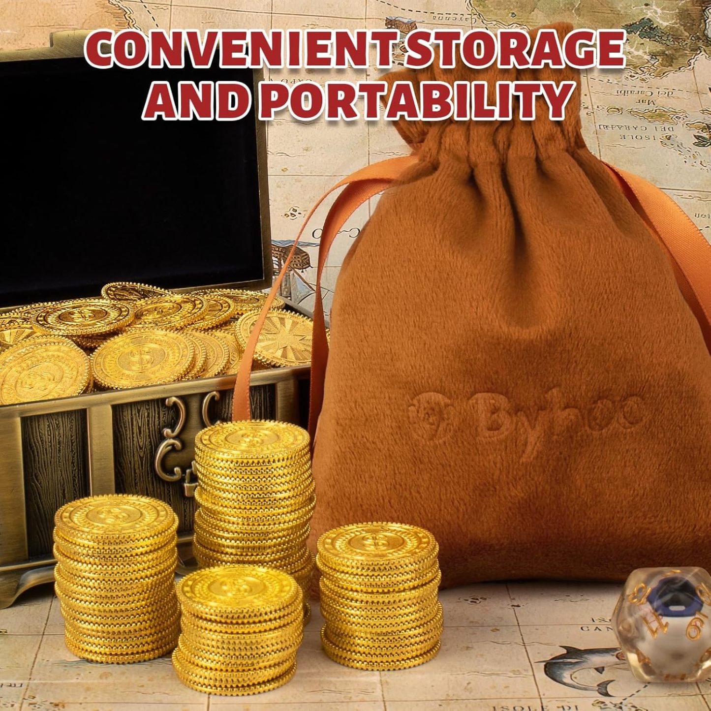 Byhoo Metal Gold Coins,DND Pirate Coins,Stress Relief Tool