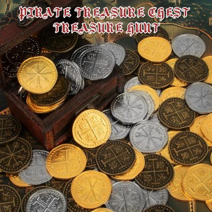 Byhoo Metal Pirate Token Coins Set, Realistic Treasure Spanish Currency Coins for Pirate Treasure Chest Treasure Hunt Cosplay Toy Board Game