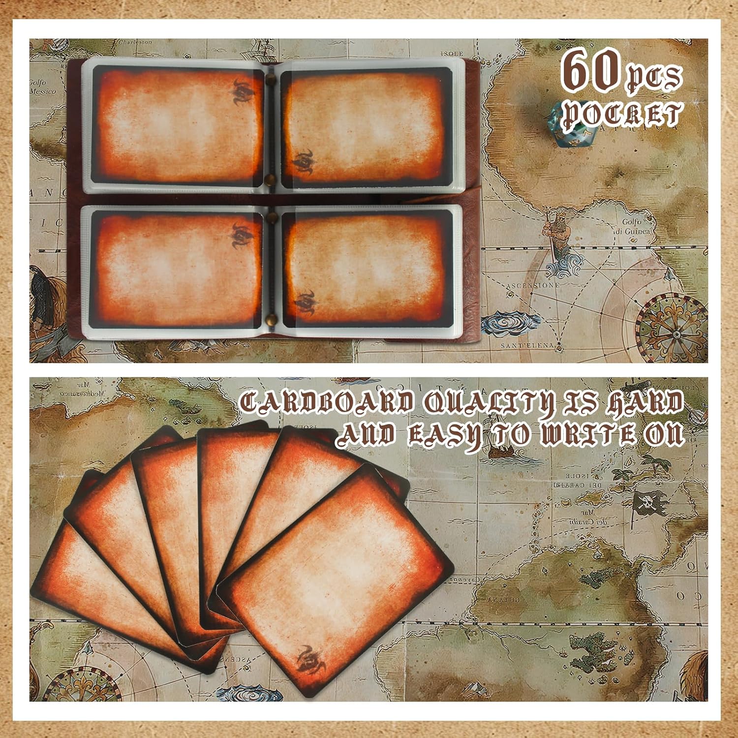 Spellbook Cards Holder DND RPG Pocket Spell Book & Reference Card Holder, Tome of Recollection TTRPG Gaming Accessories for Dungeons and Dragons Beginner Master (60 Poker-Size Player Cards Included)