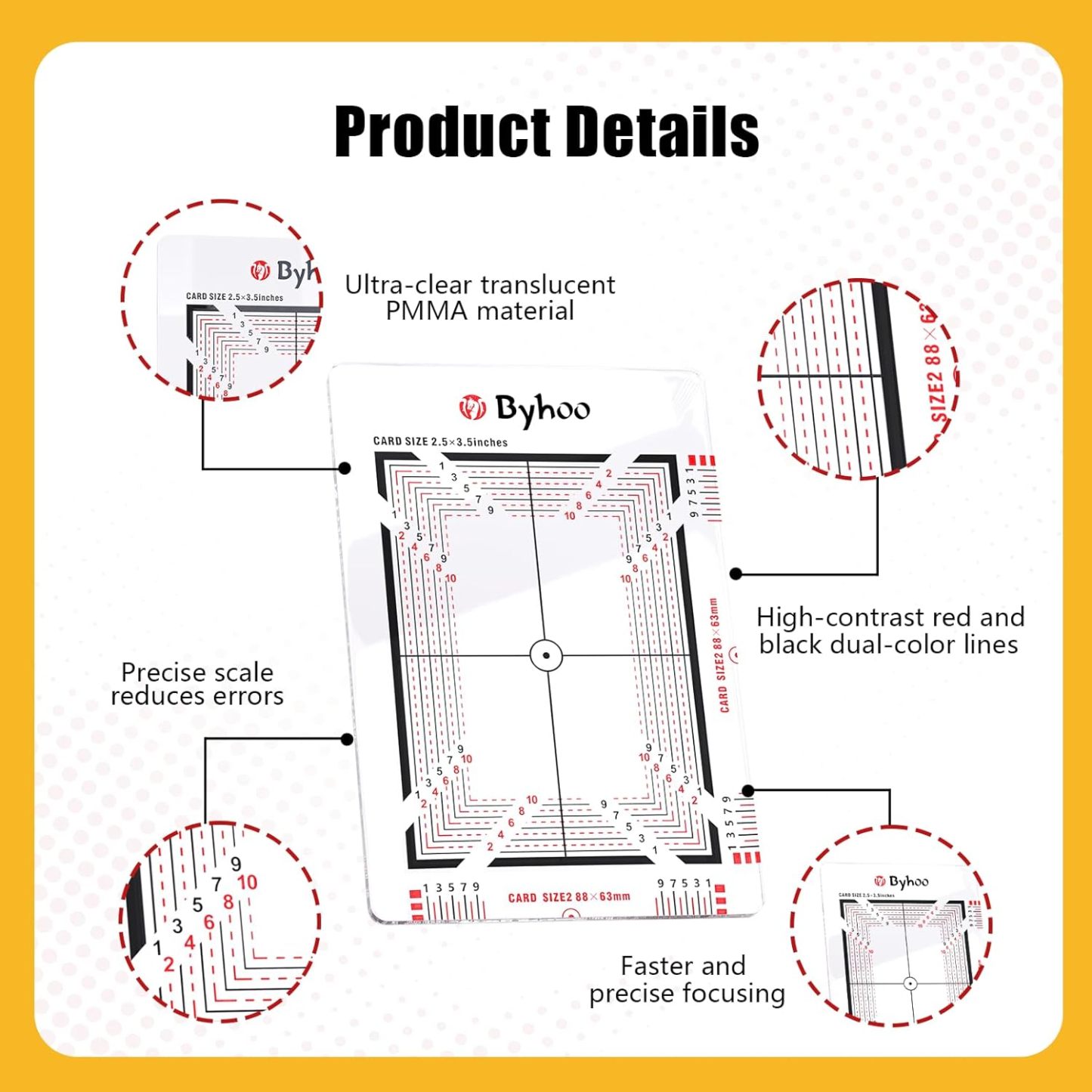 Byhoo Card Grading Kit, Professional Card Centering Tool, Precision Centering System & Magnifying Card Inspection Tool, Anti-Scratch Card Grading Tool Compatible with Pokémon Cards & Sports Cards
