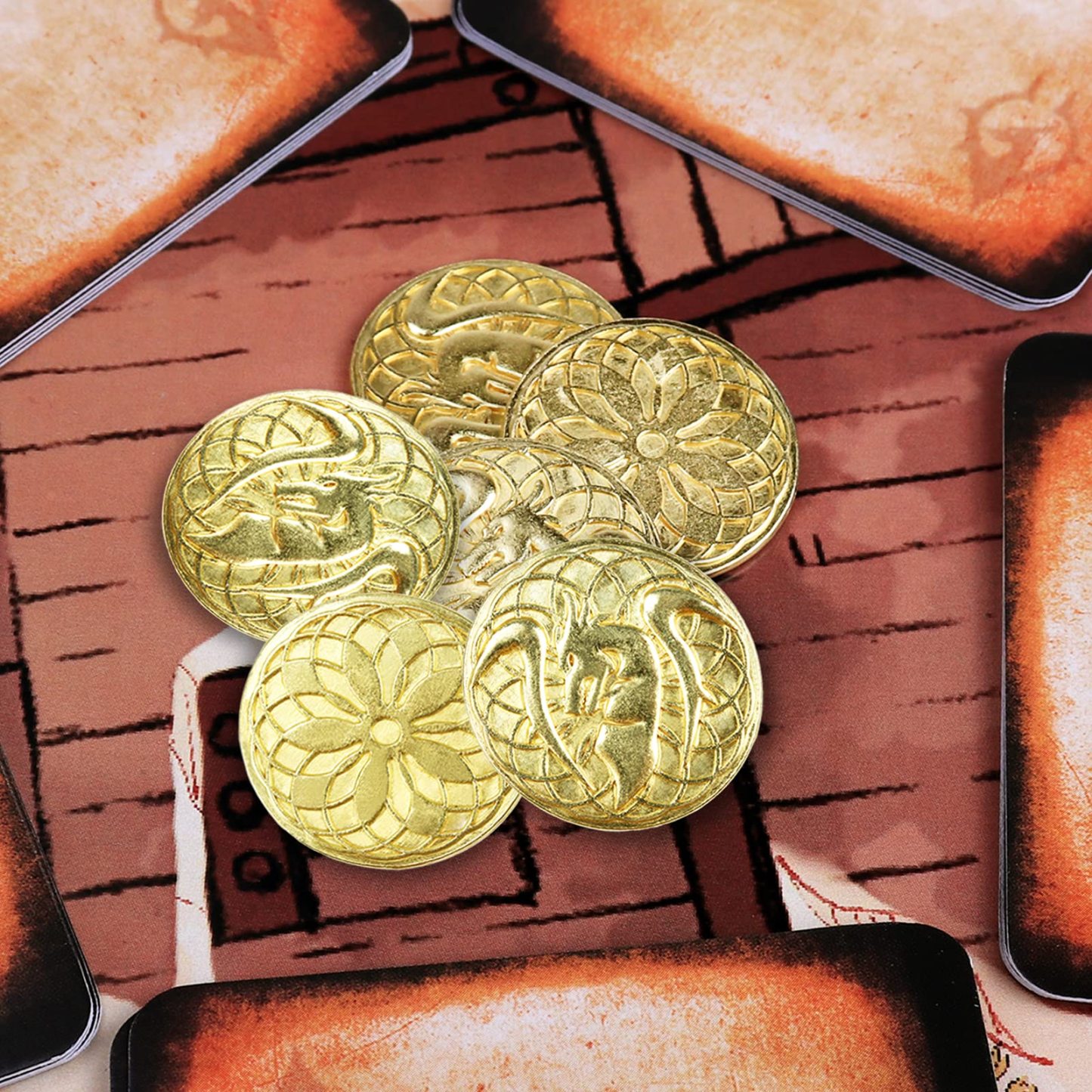 50 PCS Gold Coins & PU Leather Bag, DND Metal Coins