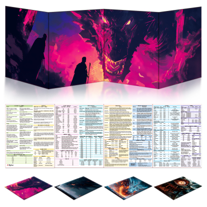 Byhoo 8PCS DM Screen for D&D 5E with 4 Immersive Themes
