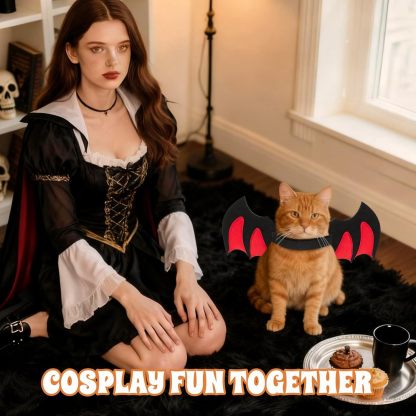 Byhoo Halloween Cat Bat Wings Costume-Sturdy Shape Without Collapsing, Essential for Halloween, Fits Kitten，Adult Cat & Small Dog