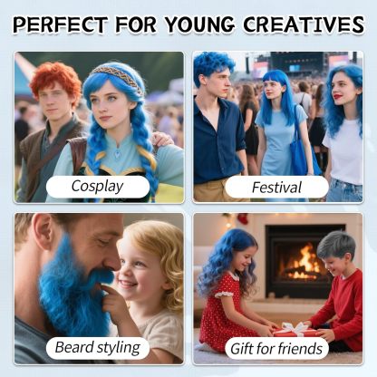 Byhoo Blue Temporary Hair Dye for Kids, Cream Formula, 6 Combs