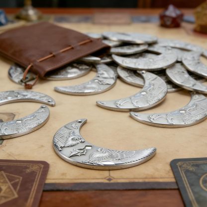 Byhoo 20 Fantasy Coins for DND Board Games Accessories & Leather Pouch for Waterdeep Metal Coins for Dungeons & Dragons Tablelap RPG Games Addons Medieval Game Retro Props