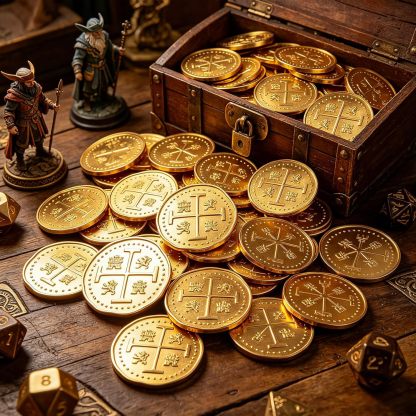 Byhoo Metal Pirate Coins, 30 Gold Treasure Coins Set, Metal Replica Spanish Doubloons, Pirate Treasure Chest Fake Coins Tokens, Realistic Money Imitation for Cosplay Toys Board Games