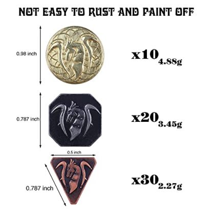 60PCS DND Coins with Leather Pouch