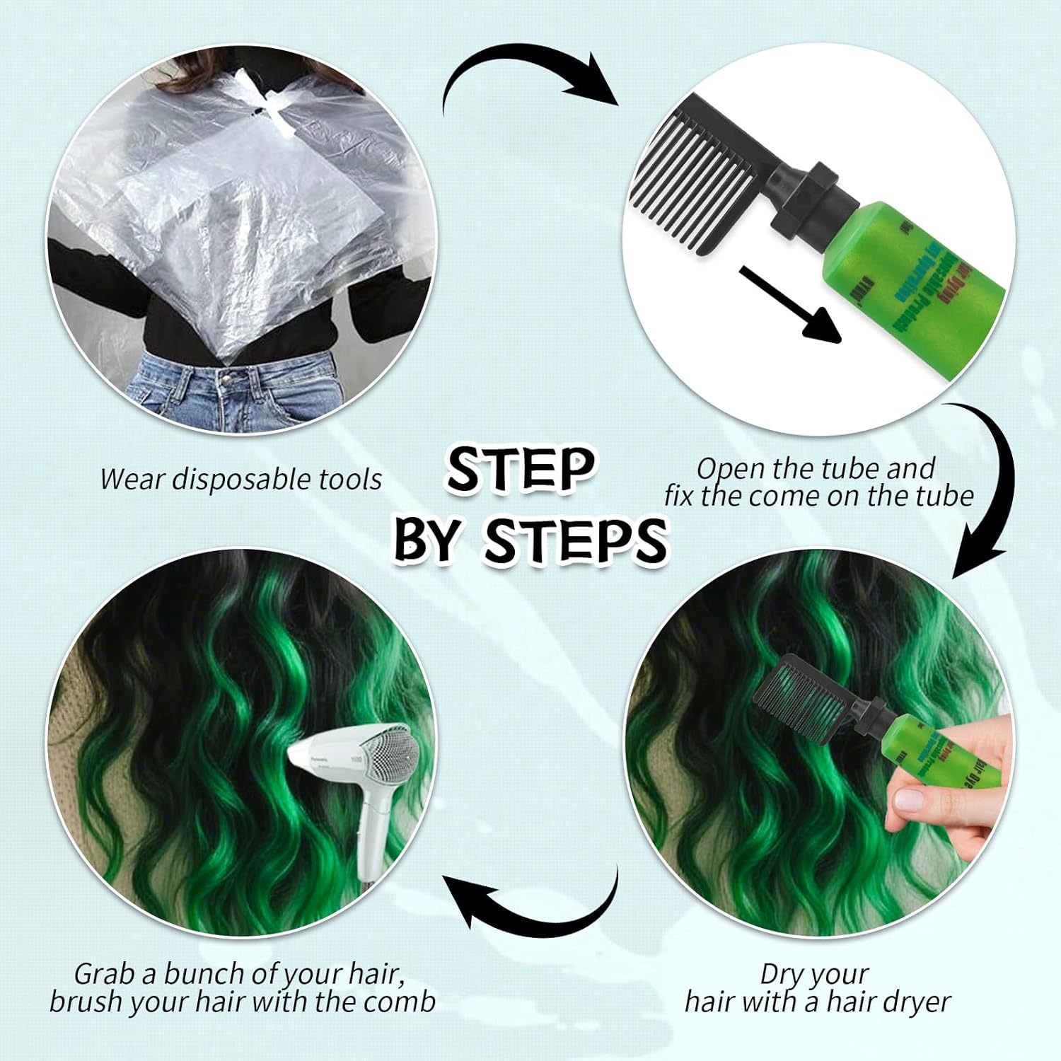 Temporary 6PCS Green Hair Dye for Kids
