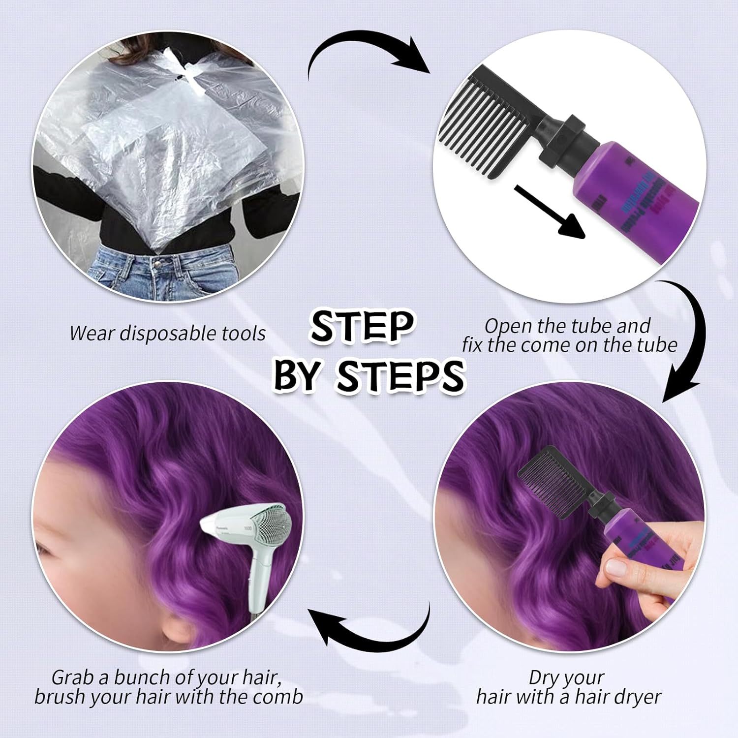 Byhoo Purple Temporary Hair Color Dye