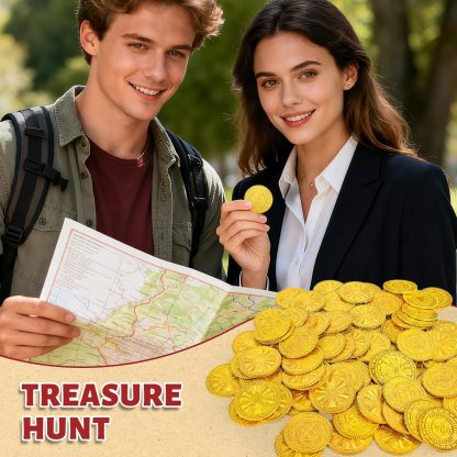 Byhoo Metal Gold Coins,DND Pirate Coins,Stress Relief Tool,with Velvet Drawstring Pouch for Board Games,Role Playing,Treasure Hunts,Pirate Adventure Themed Play Favor