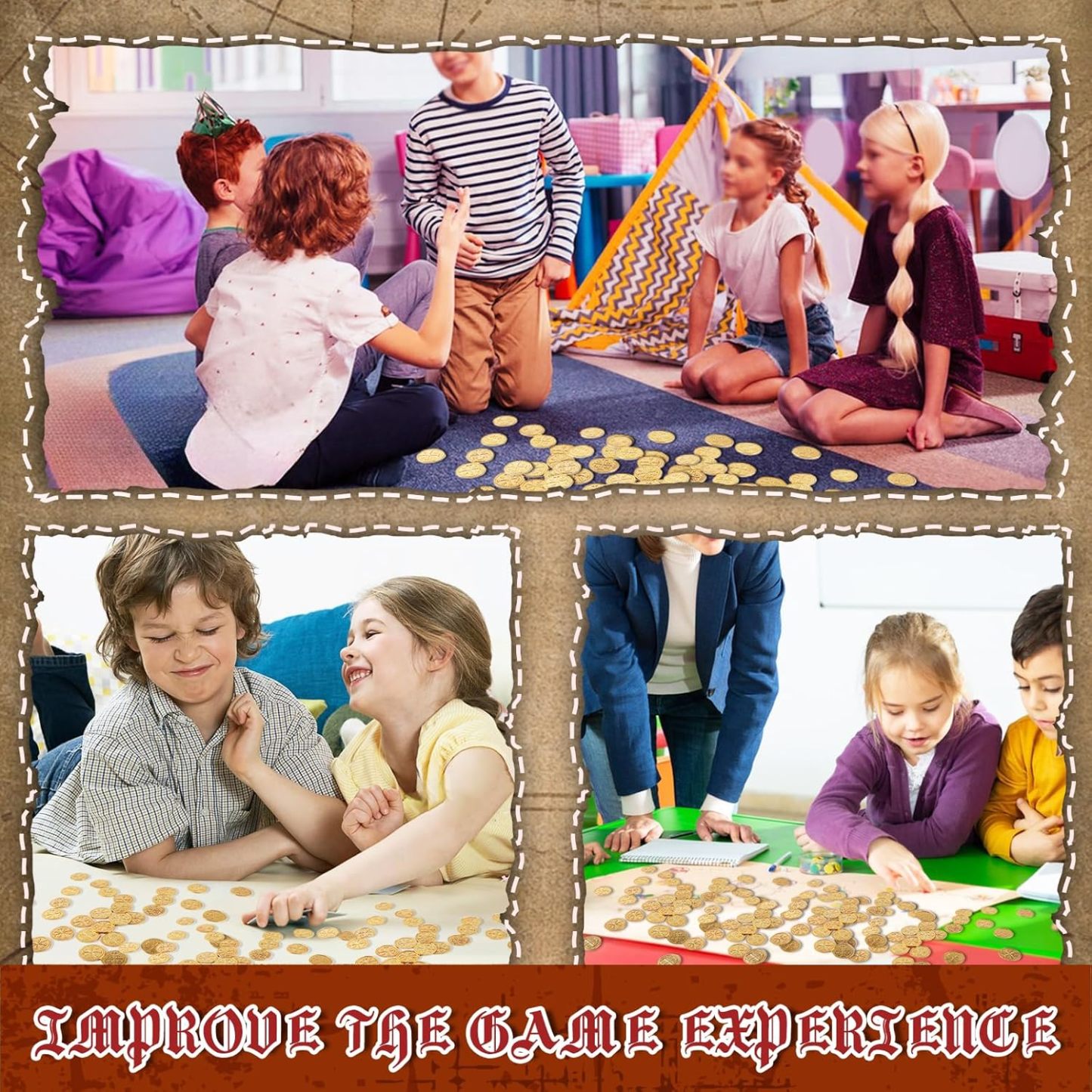 Byhoo Metal Pirate Coins, 30 Gold Treasure Coins Set, Metal Replica Spanish Doubloons, Pirate Treasure Chest Fake Coins Tokens, Realistic Money Imitation for Cosplay Toys Board Games