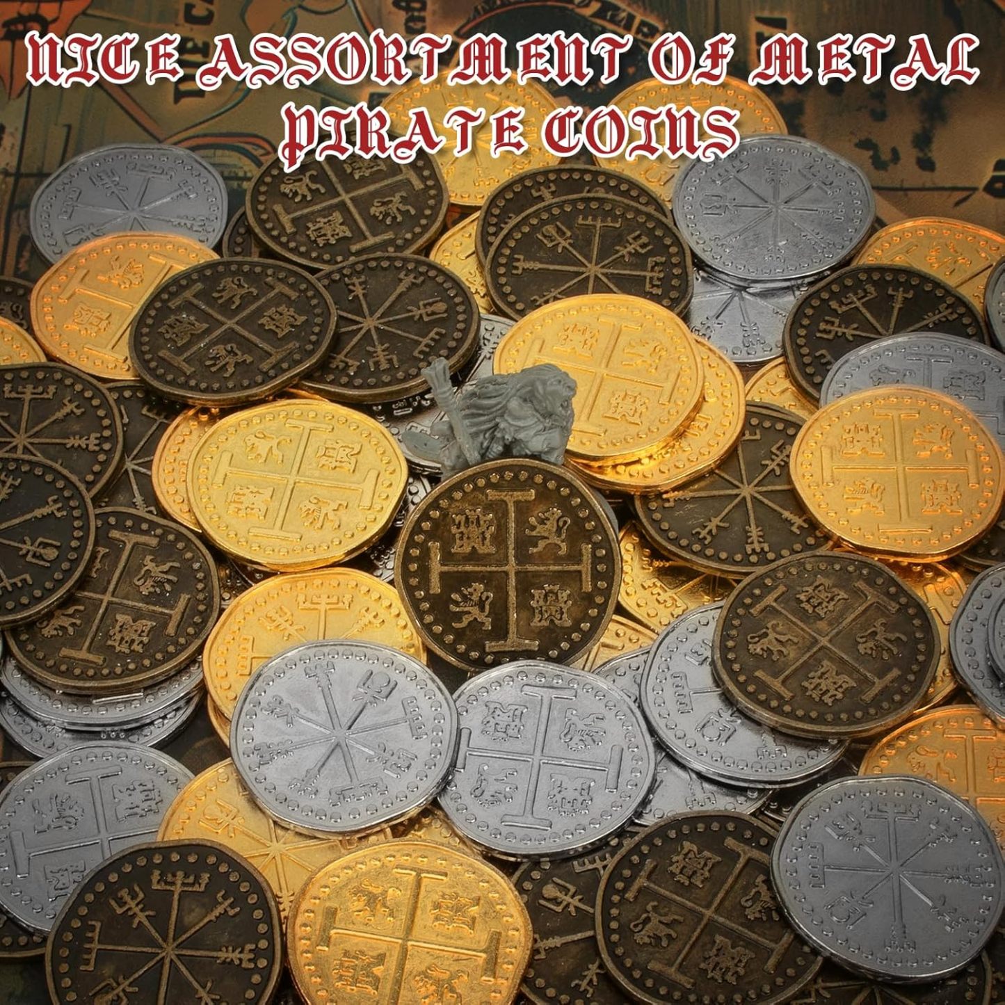 Byhoo Metal Pirate Token Coins Set, Realistic Treasure Spanish Currency Coins